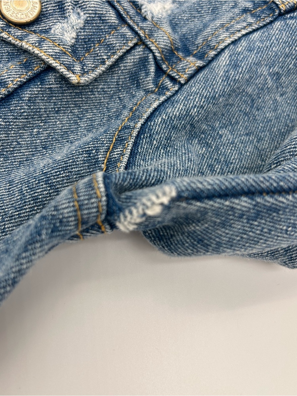 7 For All Mankind Girls' Distressed Blue Denim Jacket Size 6 - Picture 6 of 11